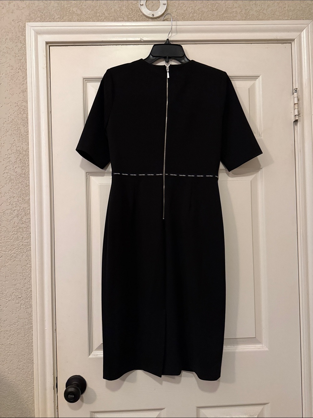 Calvin Klein Black Midi Sheath Dress with Logo Piping - Picture 5 of 5